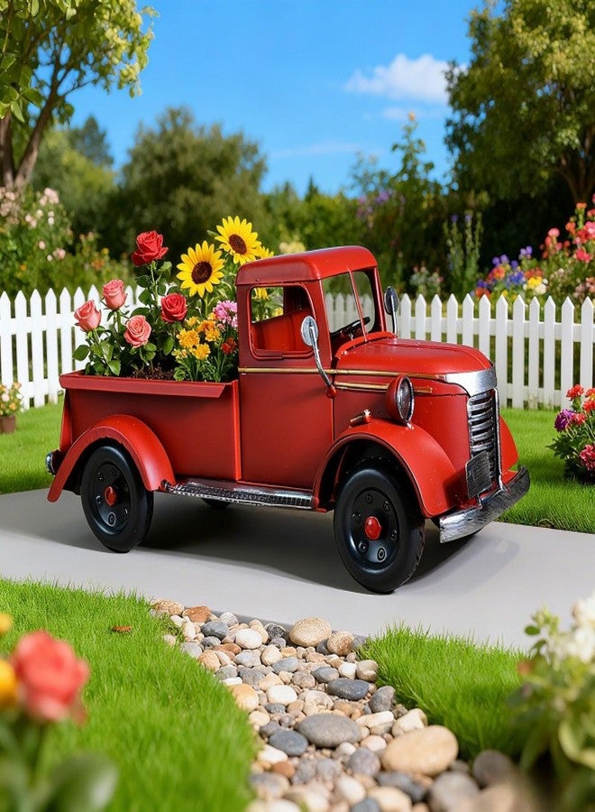 زينة عيد الميلاد لشاحنة حمراء متلألئة - نموذج معدني بتصميم كلاسيكي مع تفاصيل احتفالية، مثالي لتزيين المنزل في العطلات ولهواة جمع التحف. - Image 3